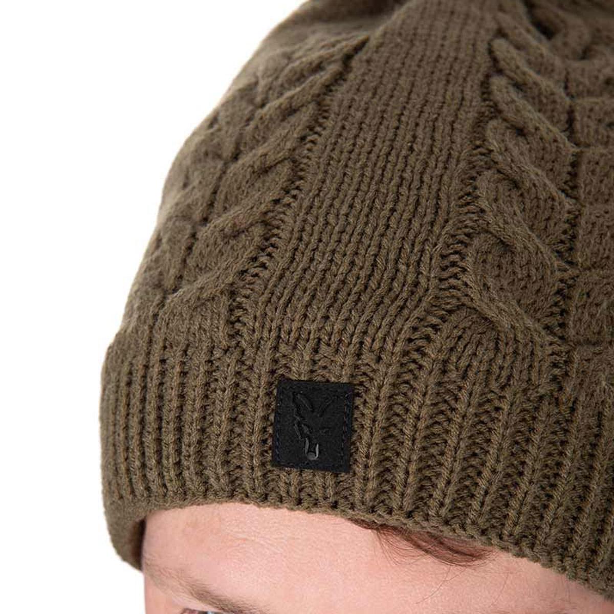 Fox Knitted Bobble Hat - Khaki