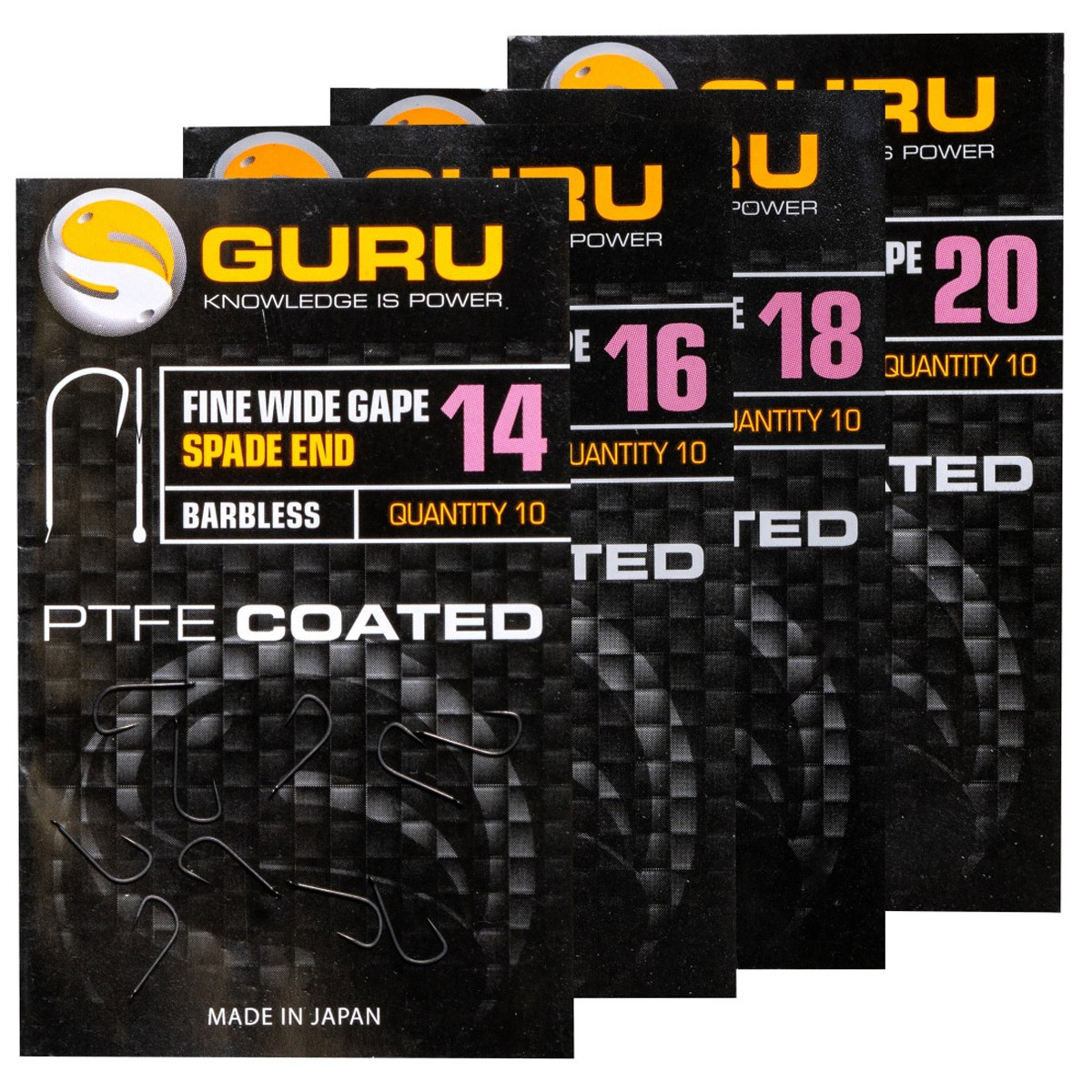 Guru Fine Wide Gape Hooks Barbless - Spade End