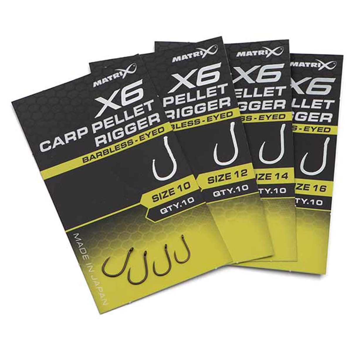 Matrix X6 Carp Pellet Rigger Hooks - Barbless Eyed 
