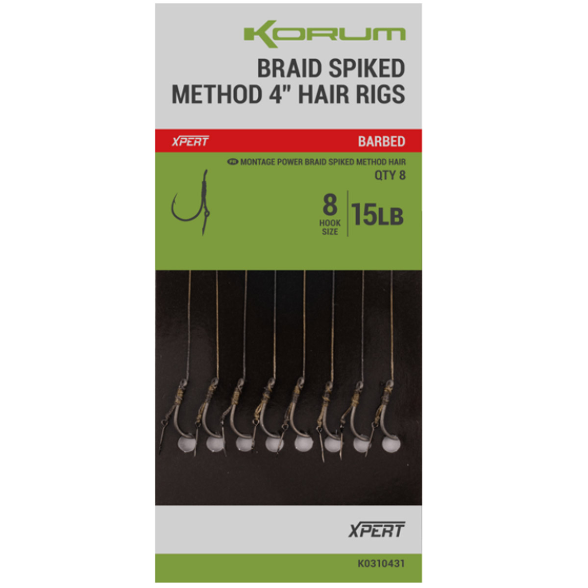 Korum Power Braid Spiked Method Hair Rigs 4"