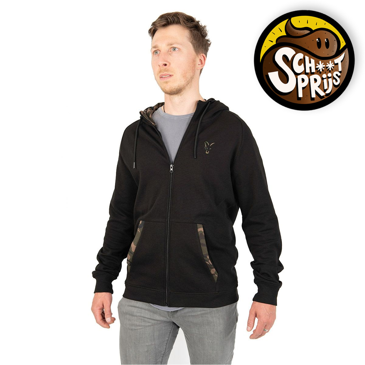 Fox Light Weight Black/Camo Zip Hoody