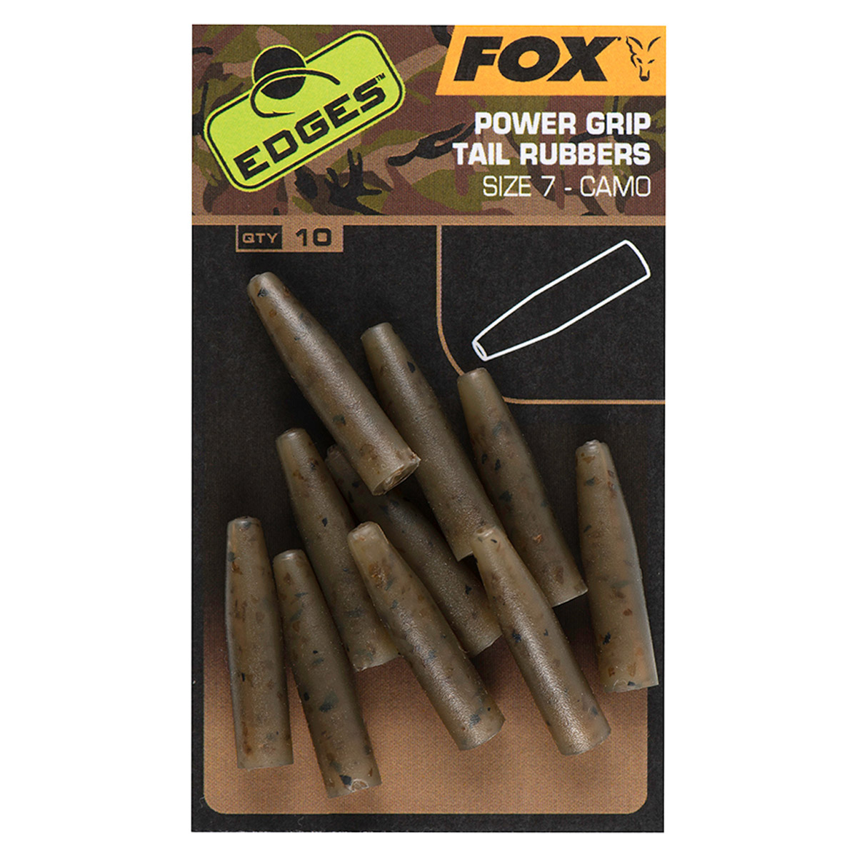 Fox Edges Camo Powergrip Tail Rubbers Size 7