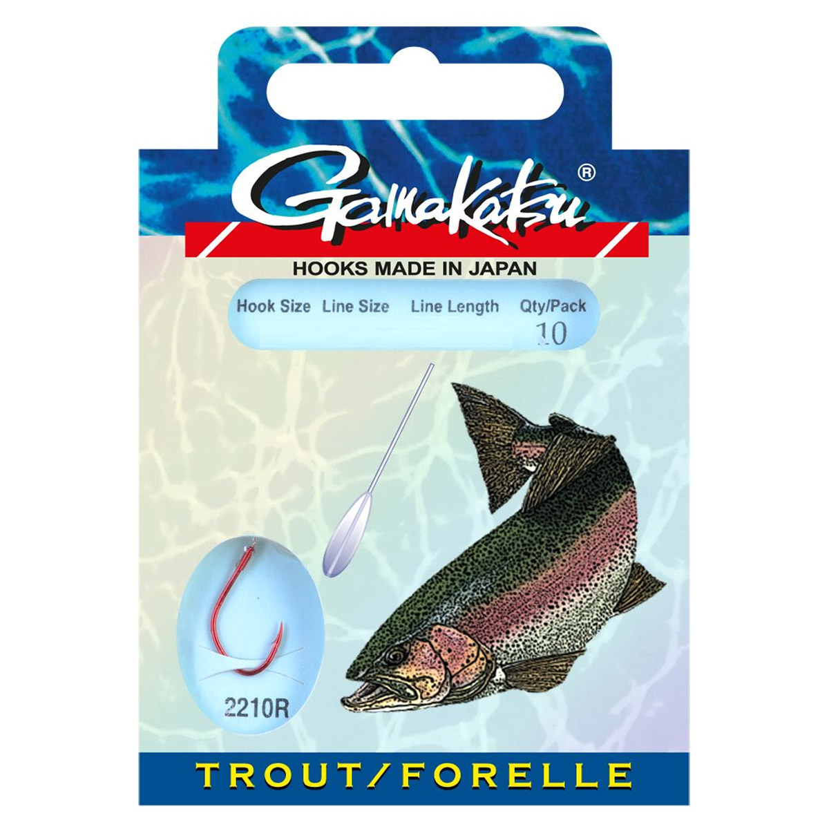 Gamakatsu Hakenboekje 2210 Rood Trout 120 CM