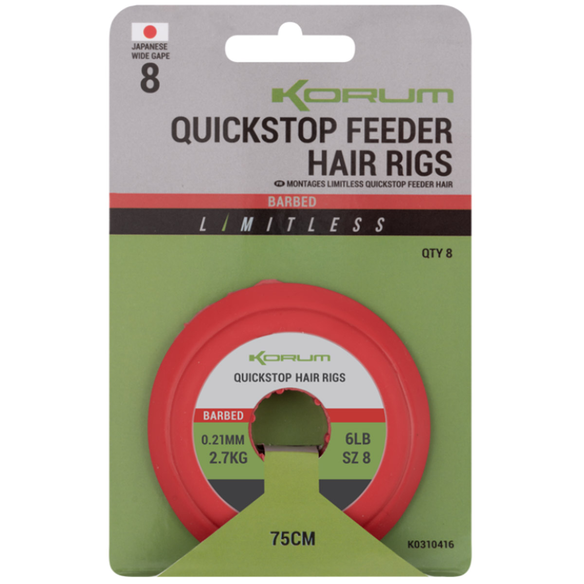 Korum Limitless Quickstop Feeder Barbed Hair Rigs 75 CM