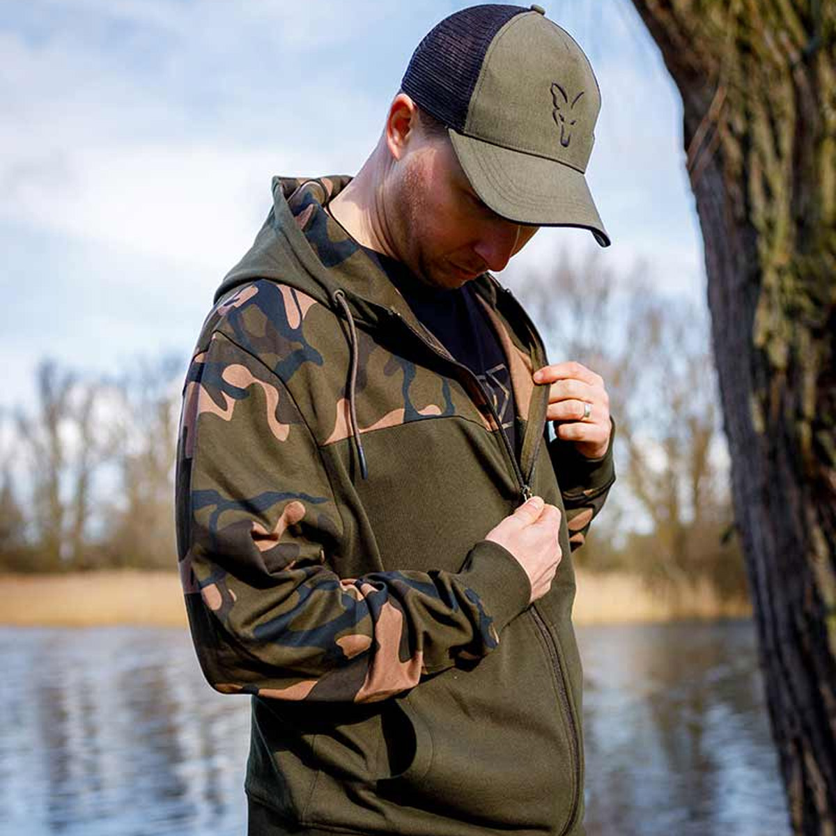 Fox Light Weight Khaki/Camo Split Zip Hoody
