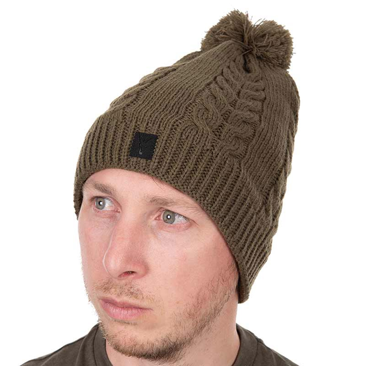 Fox Knitted Bobble Hat - Khaki