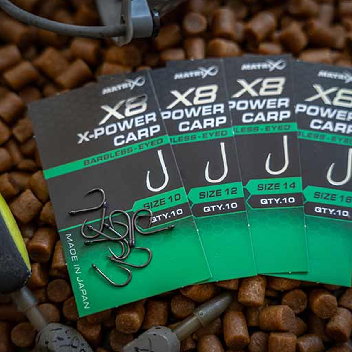 Matrix X8 X-Power Carp Hooks - Barbless Eyed