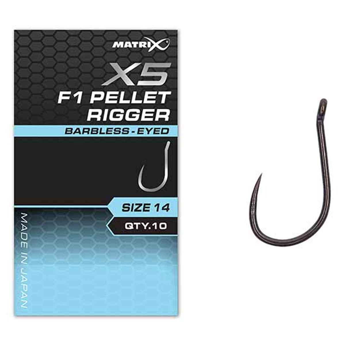 Matrix X5 F1 Pellet Rigger Hooks - Barbless Eyed
