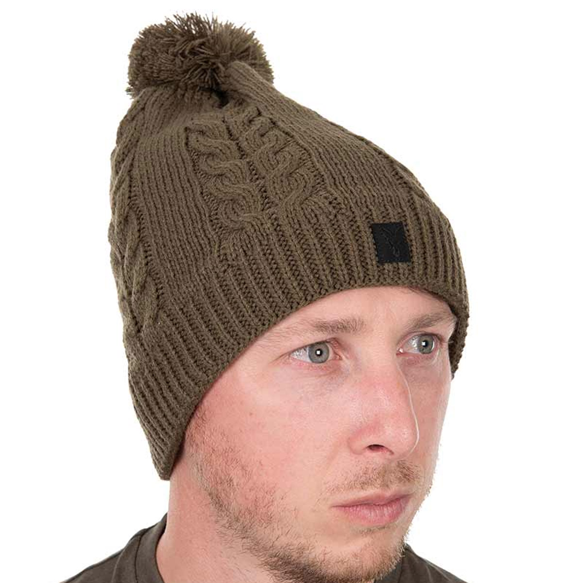 Fox Knitted Bobble Hat - Khaki