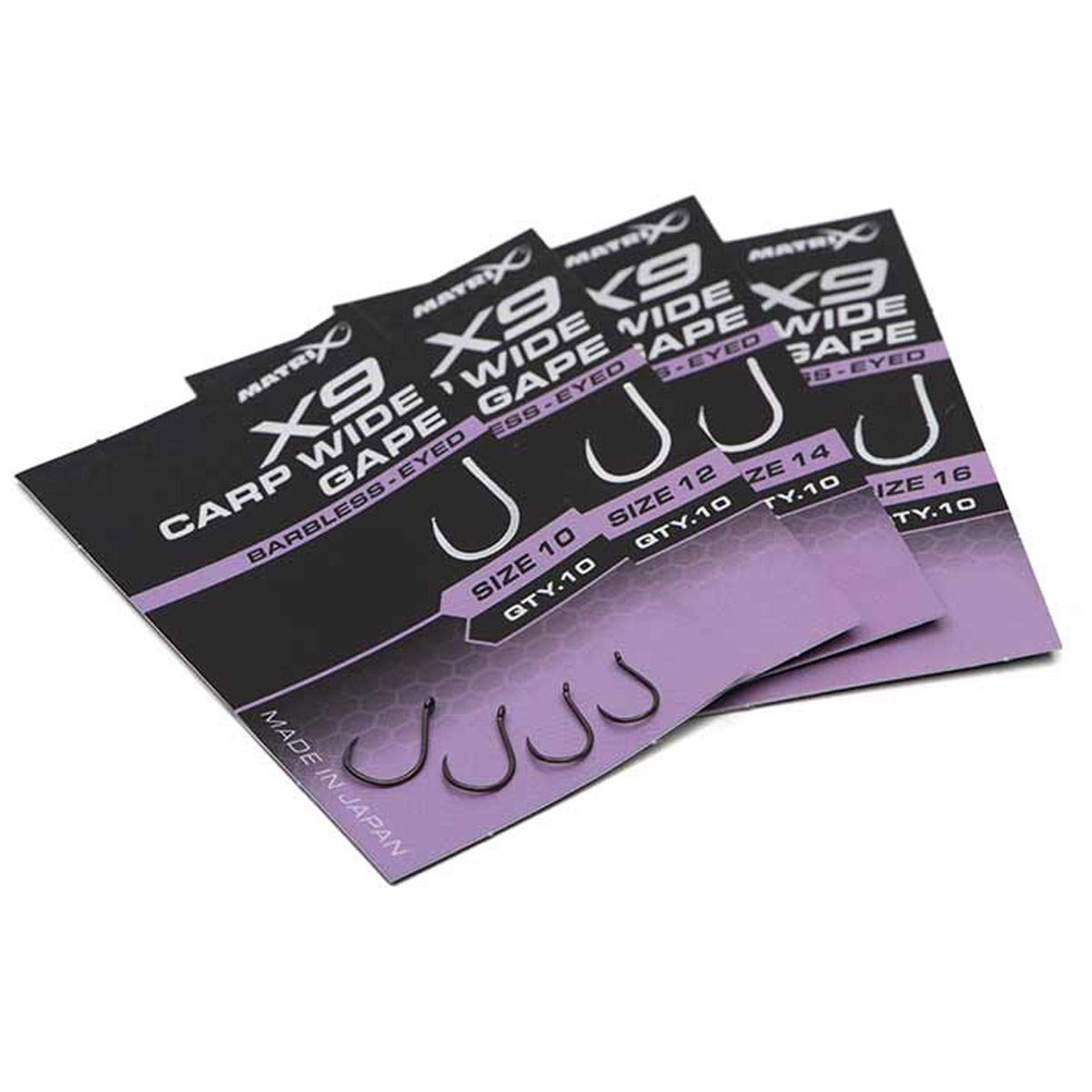 Matrix X9 Carp Wide Gape Hooks - Barbless Eyed