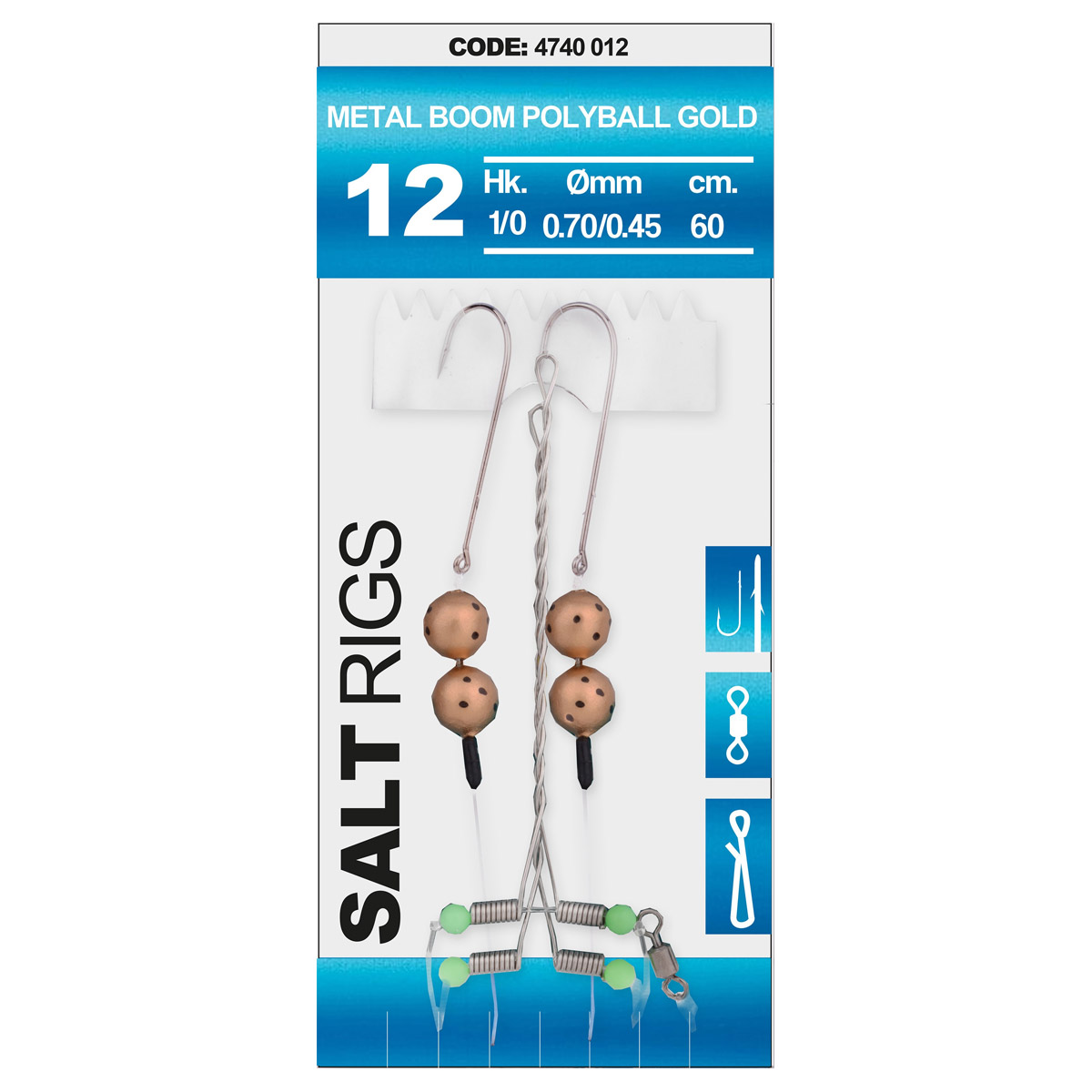 Spro 12 Salt Rig Metal Boom Flasher Polyball Gold