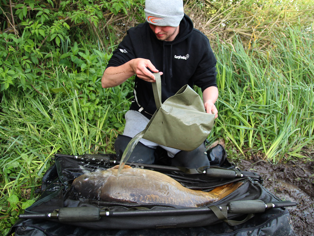 Houd een karper altijd goed nat