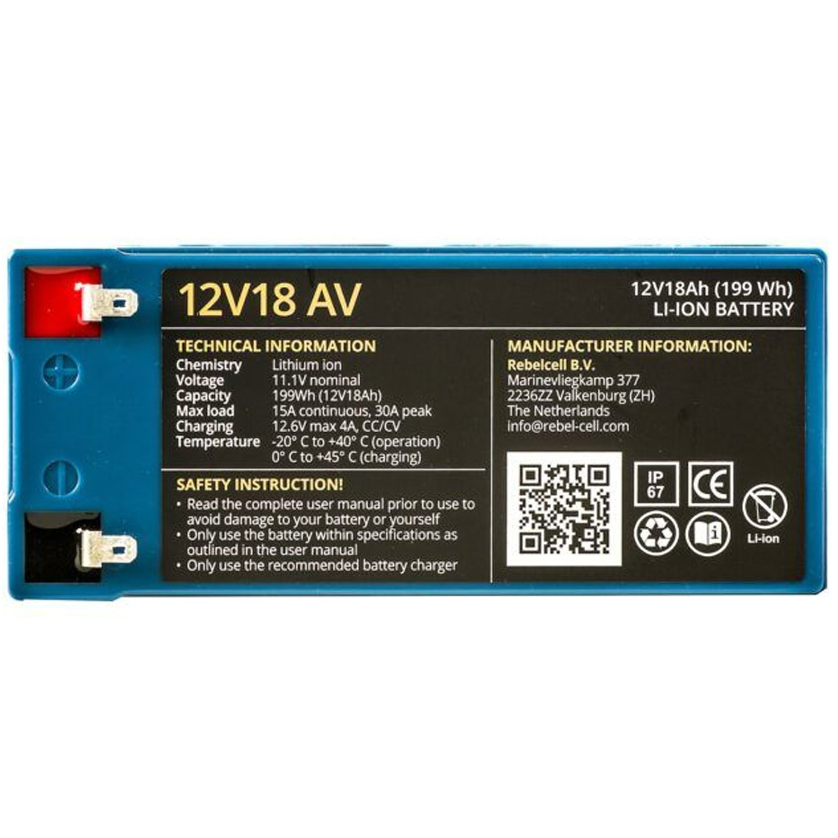 Rebelcell 12V18 AV Lithium Accu