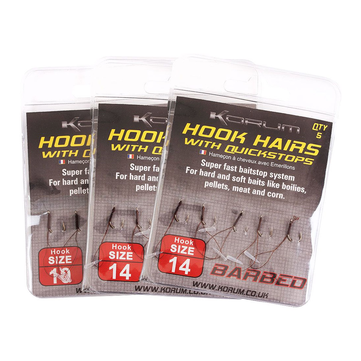 Hameçons barbelés Korum avec Quickstop