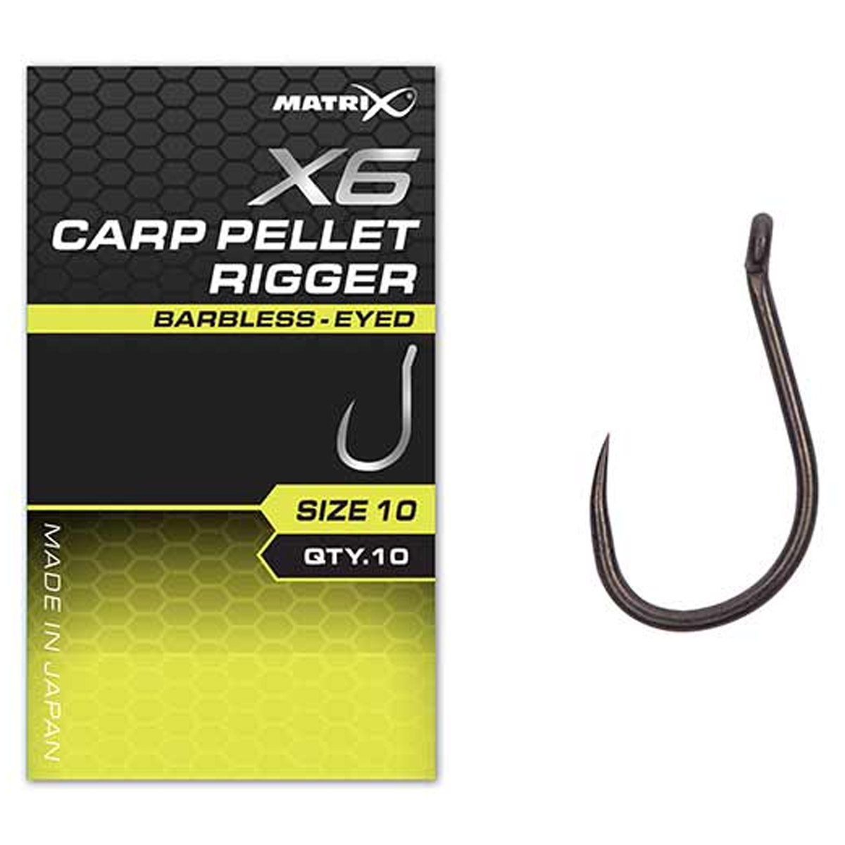 Matrix X6 Carp Pellet Rigger Hooks - Barbless Eyed 