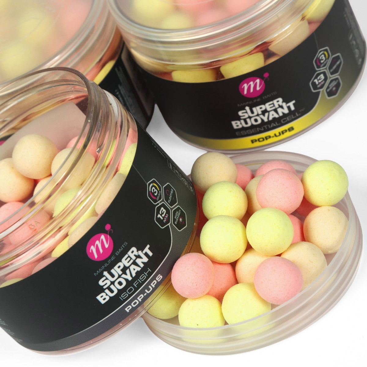 Mainline Super Buoyant Pop-Ups Pink, Yellow, White Cell - 13 MM 