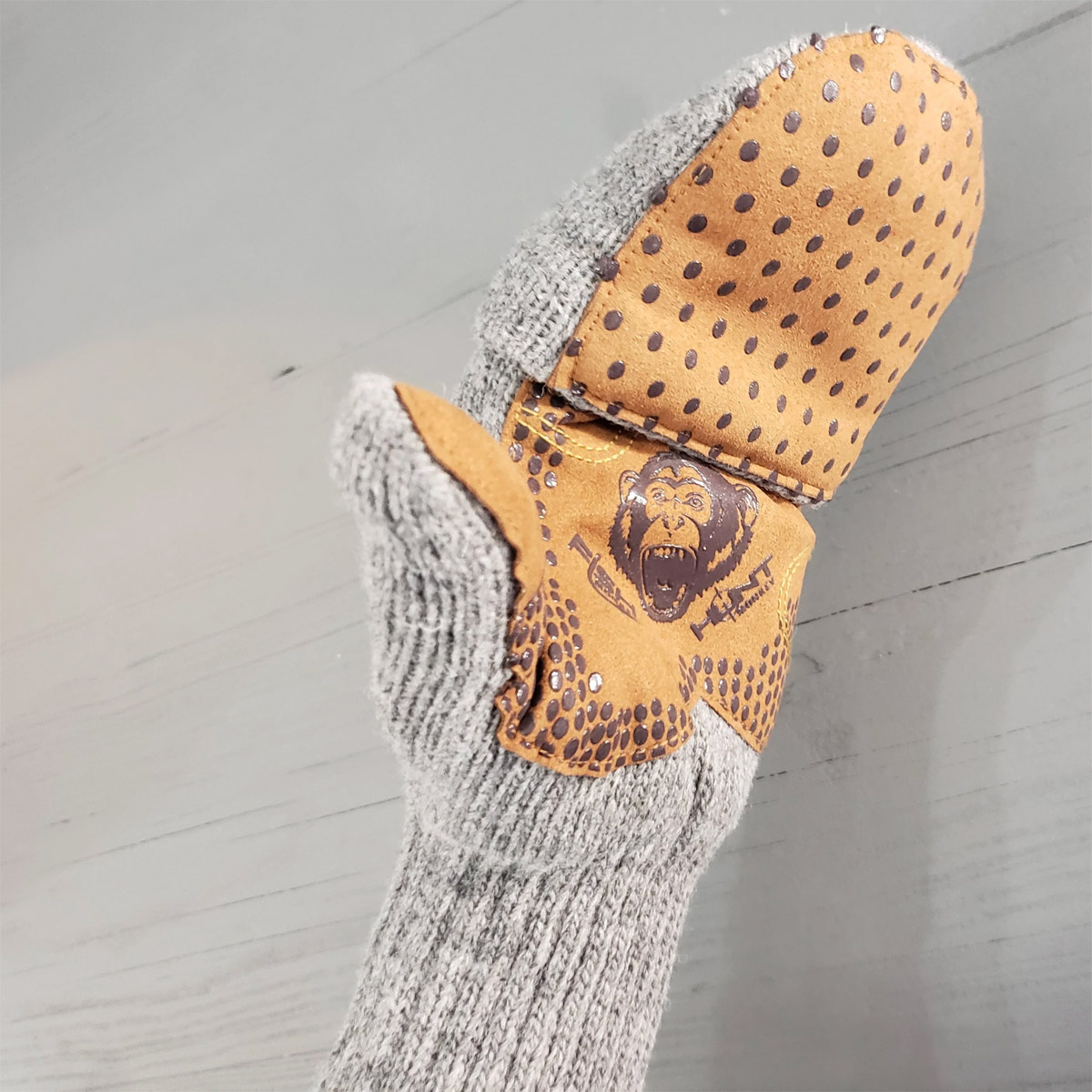 Fish Monkey Wooly Mitten Flip-Top Wool Glove - Grey