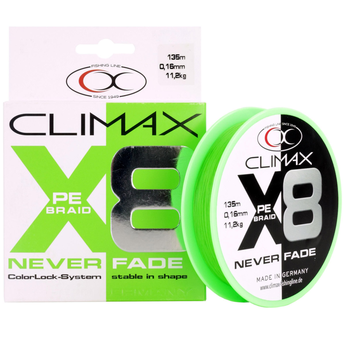 Climax X8 Never Fade PE Braid - Chartreuse