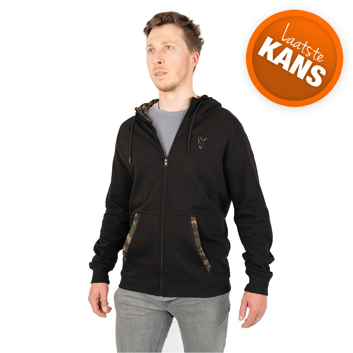 Fox Light Weight Black/Camo Zip Hoody