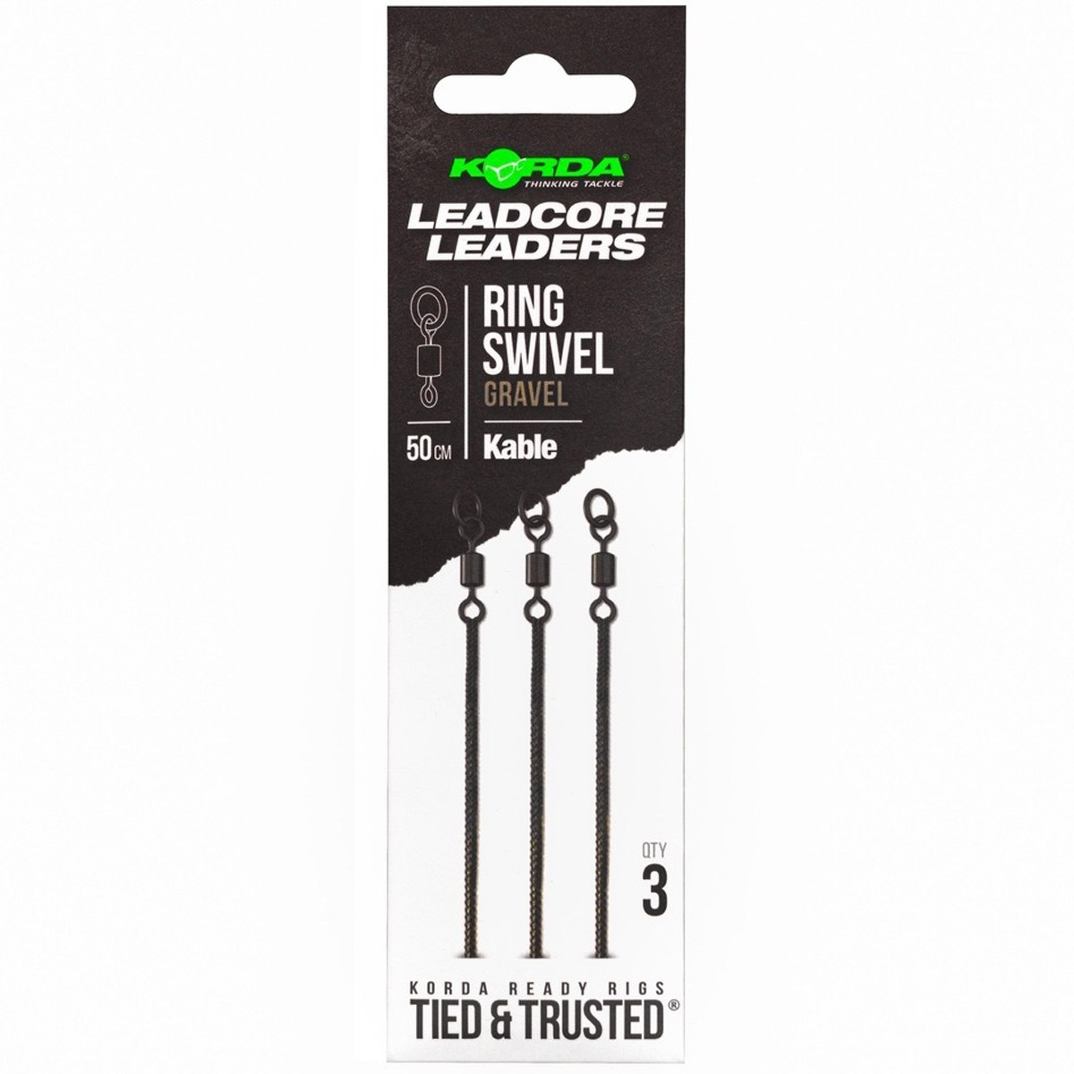 Korda Kable Leadcore Tetes de ligne-arrachées Swivel 50 cm