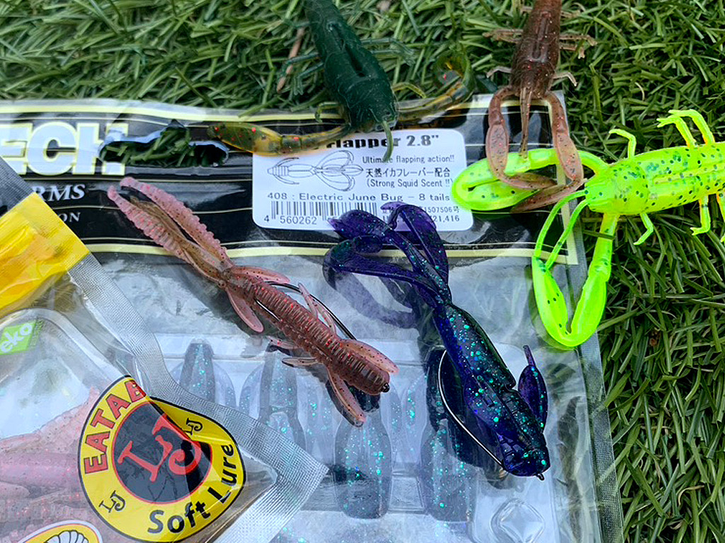 Verschillende soorten softbaits voor het vissen met een Carolina Rig