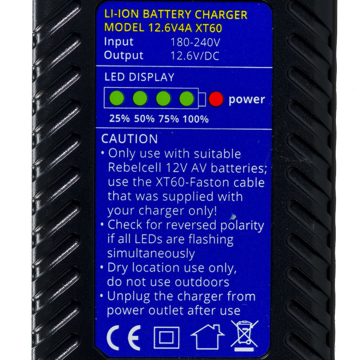 Rebelcell 12.6V4A XT60 Acculader