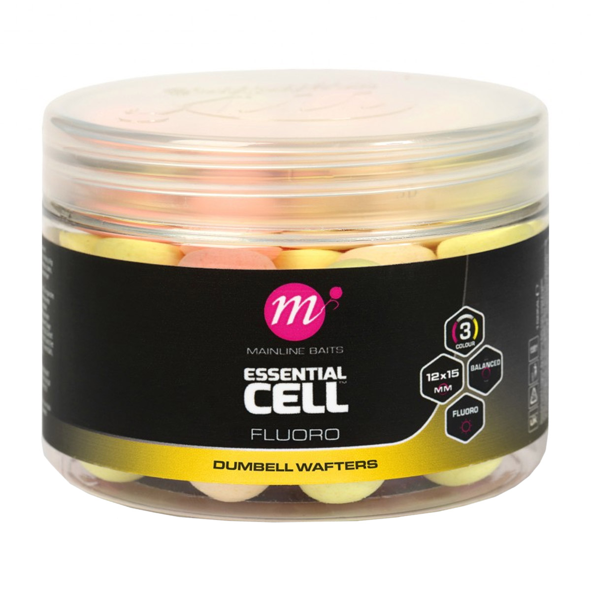 Mainline Fluoro Dumbell Wafters Pink, Yellow, White Essential Cell - 12x15 MM 