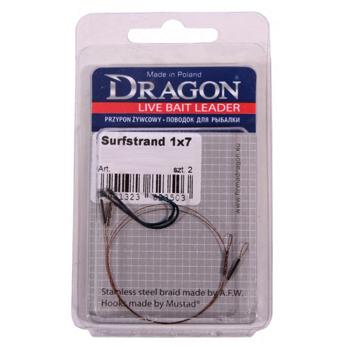 Dragon Deadbait Leader Mustad Single Hook 25 CM