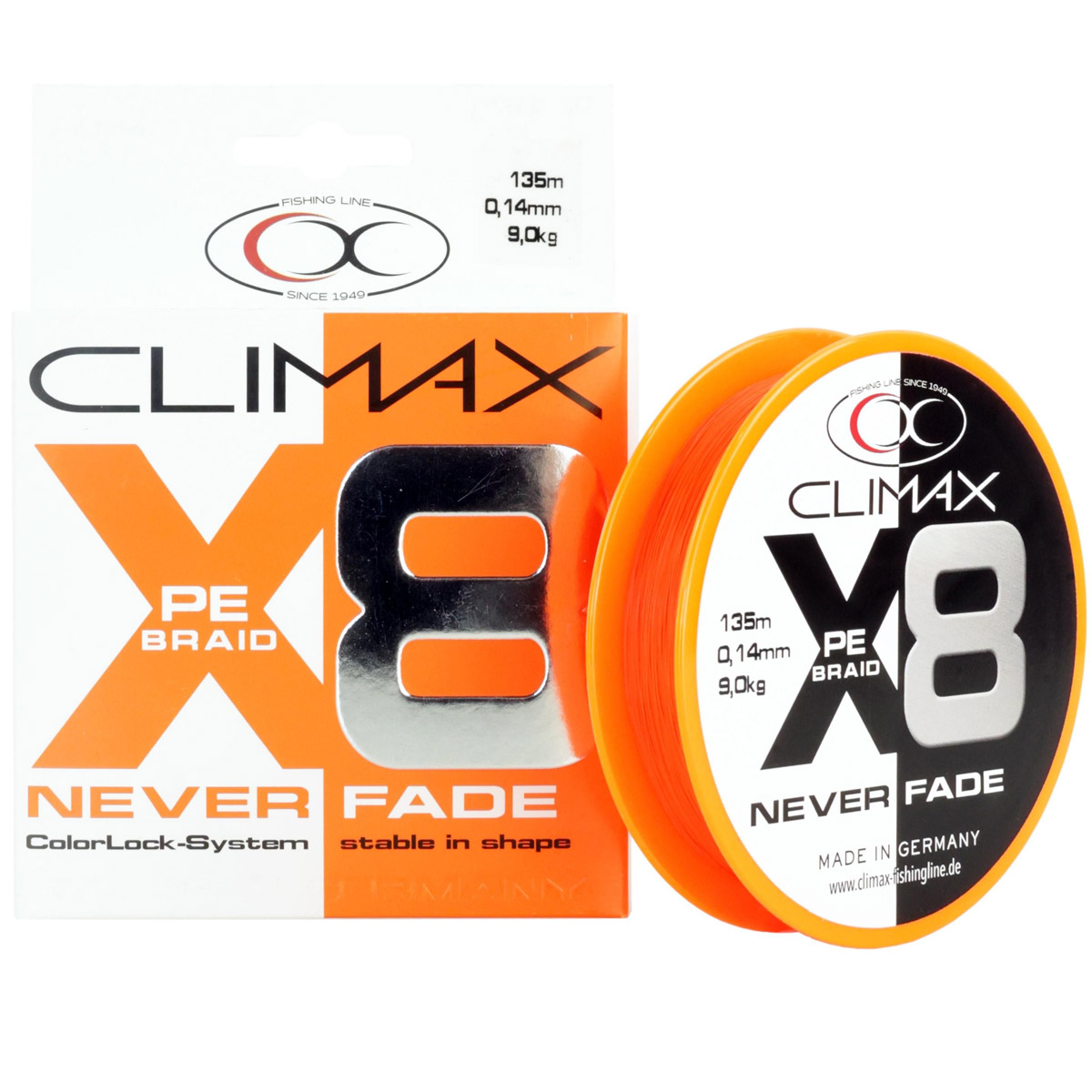 Climax X8 Never Fade PE Braid - Orange