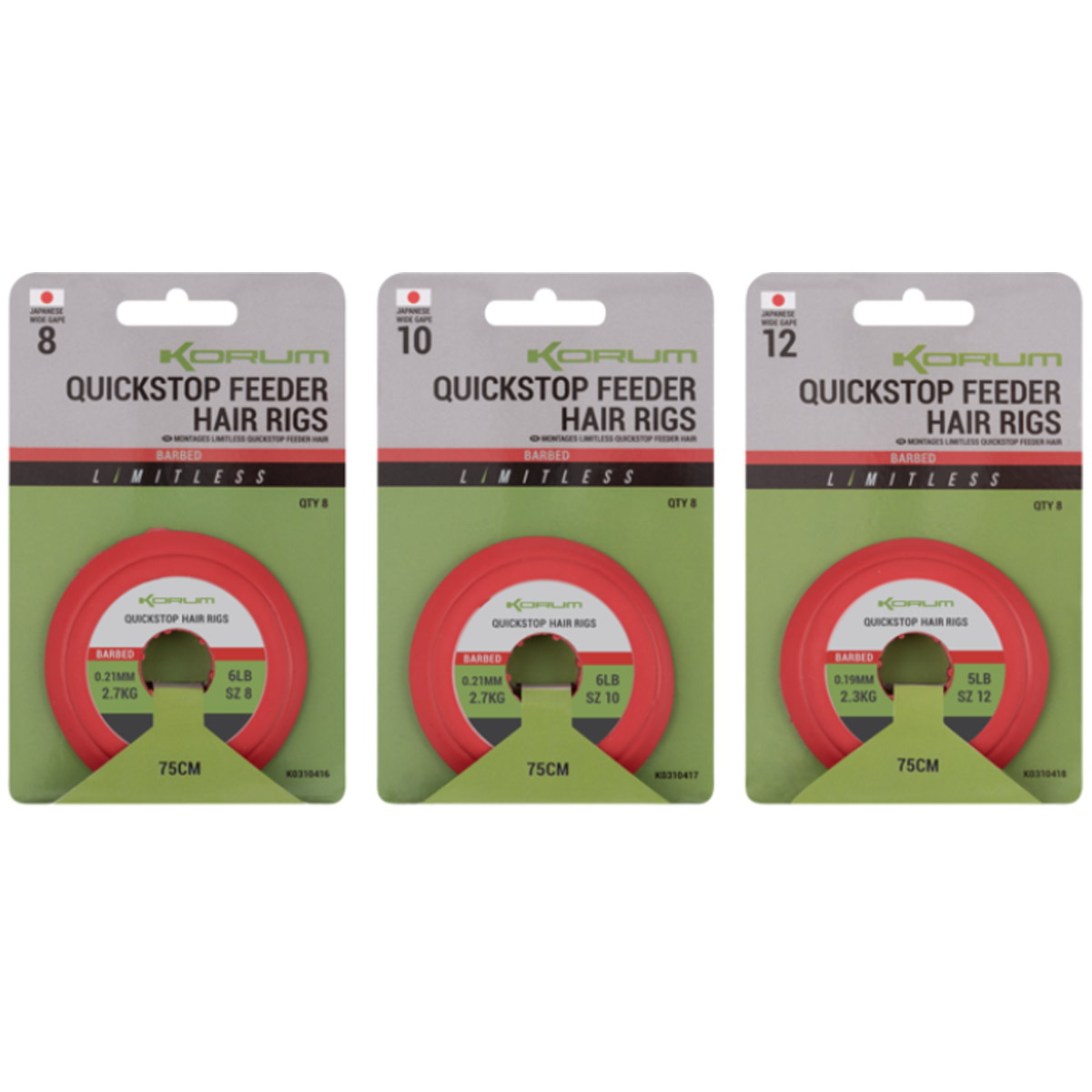 Korum Limitless Quickstop Feeder Barbed Hair Rigs 75 CM