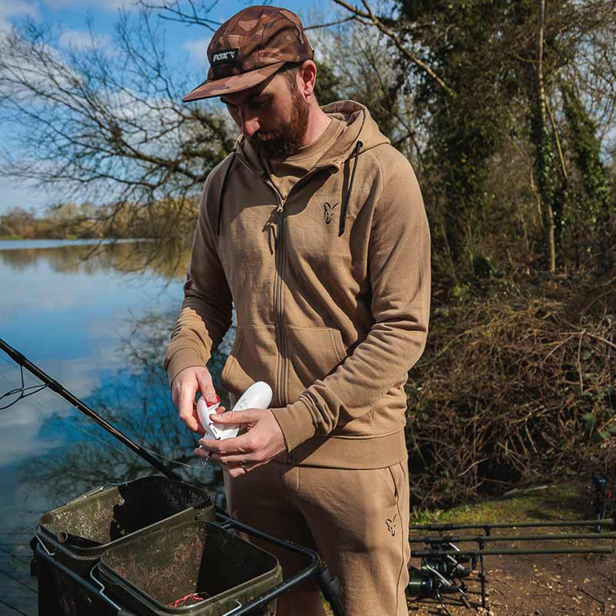 Fox Collection Lightweight Zip Hoody Tan Ltd