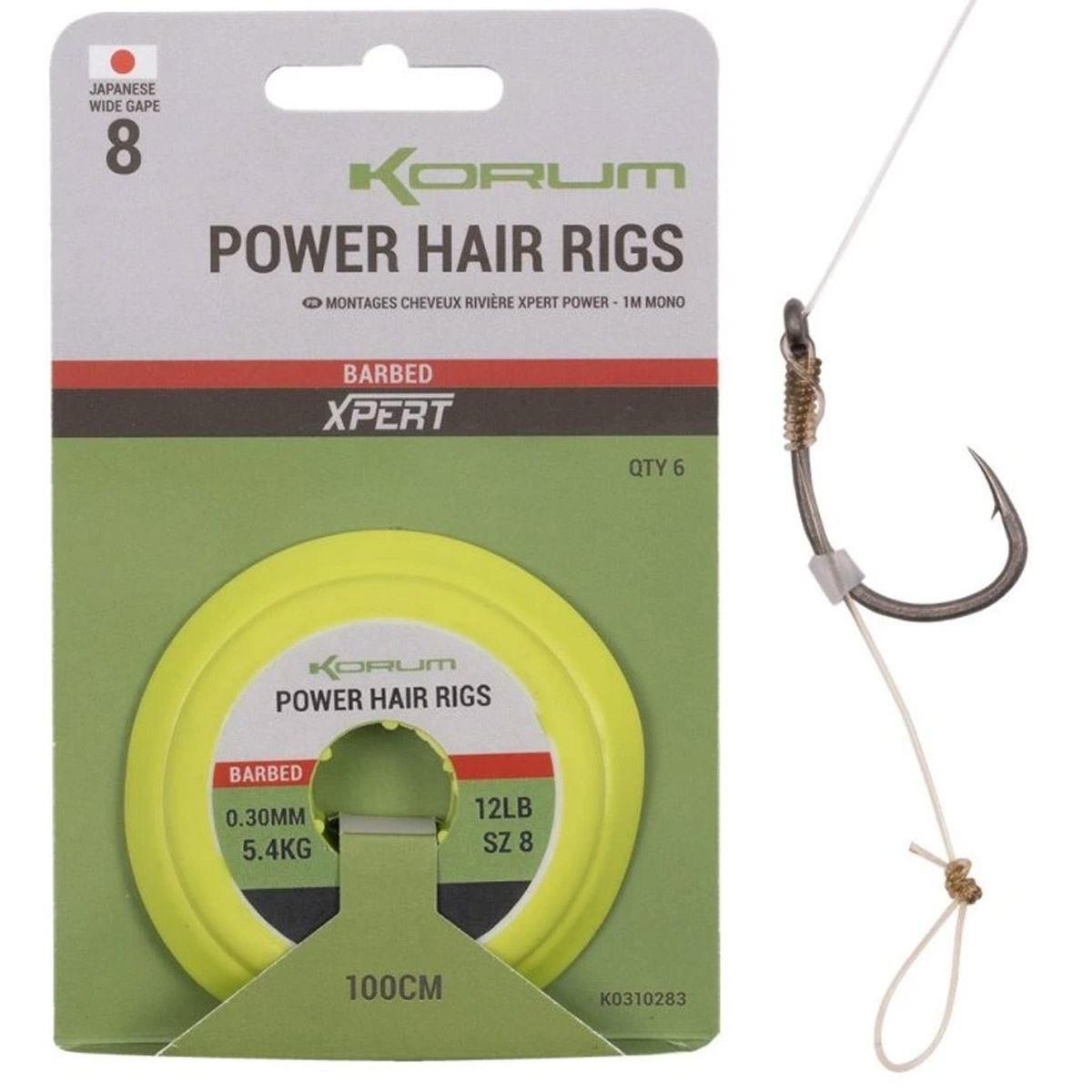 Korum Power Hair Rigs 1 Meter - Barbed