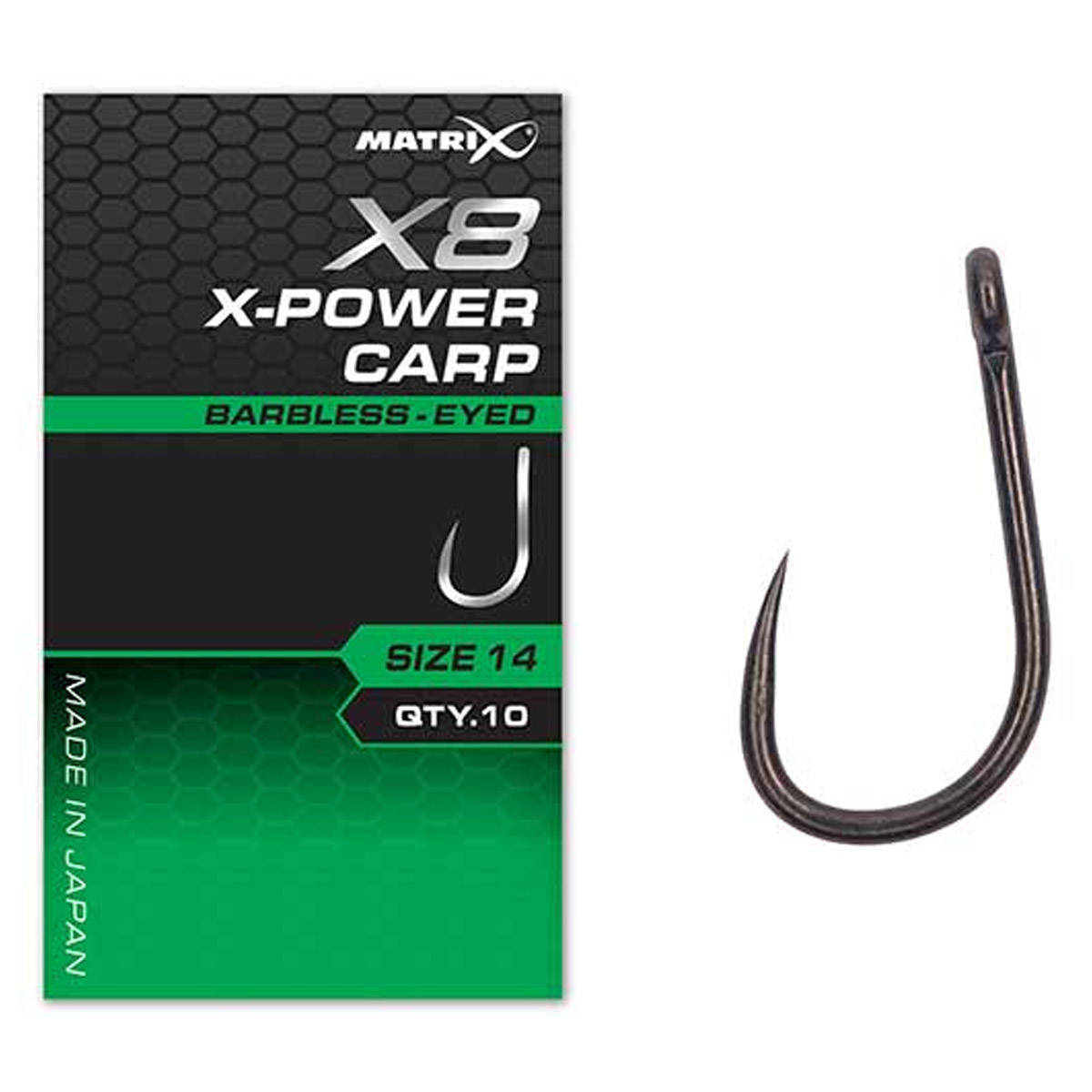 Matrix X8 X-Power Carp Hooks - Barbless Eyed