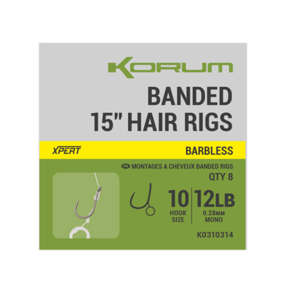 Korum Banded Hair Rigs 38CM - Barbless