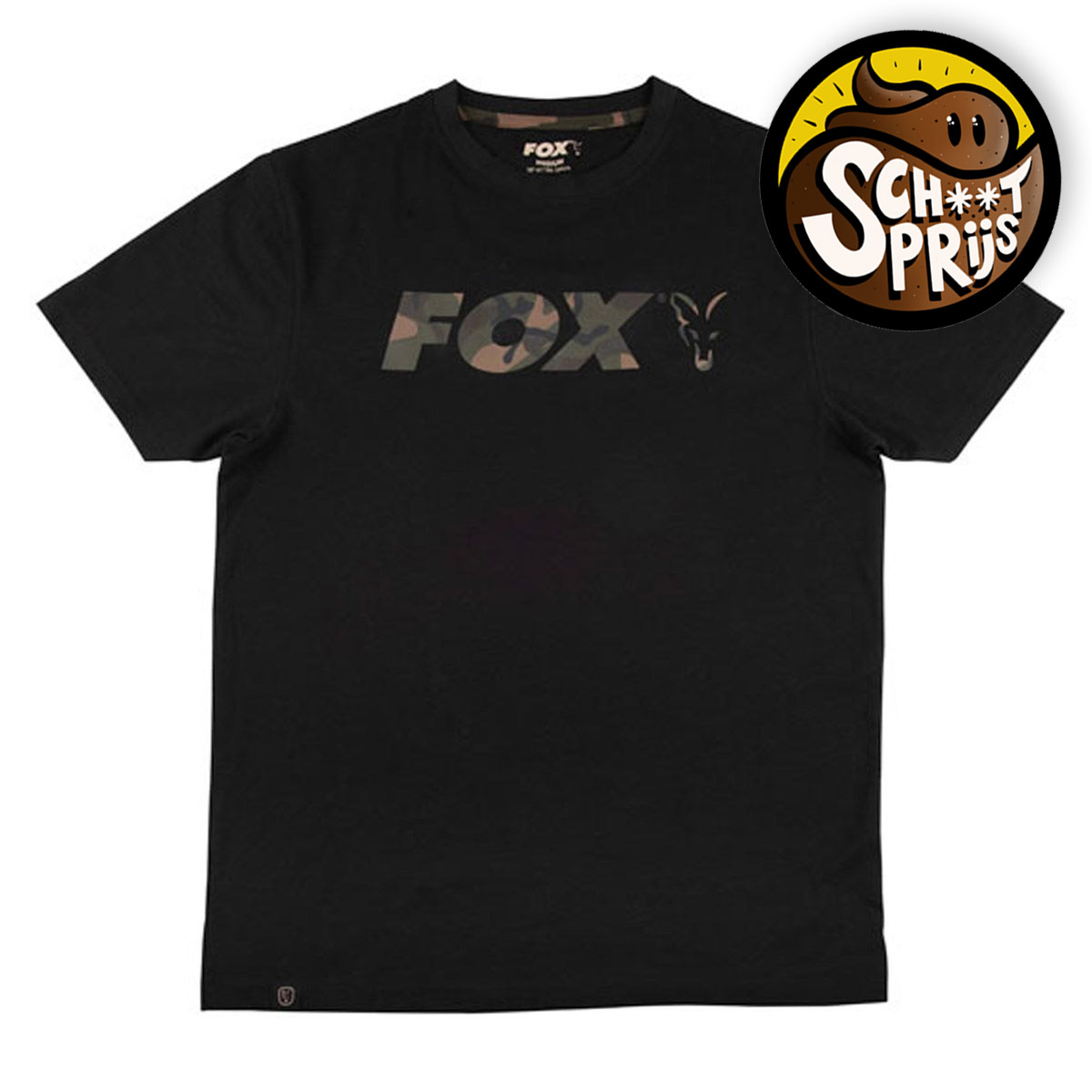 Fox Black / Camo Chest Print T-Shirt