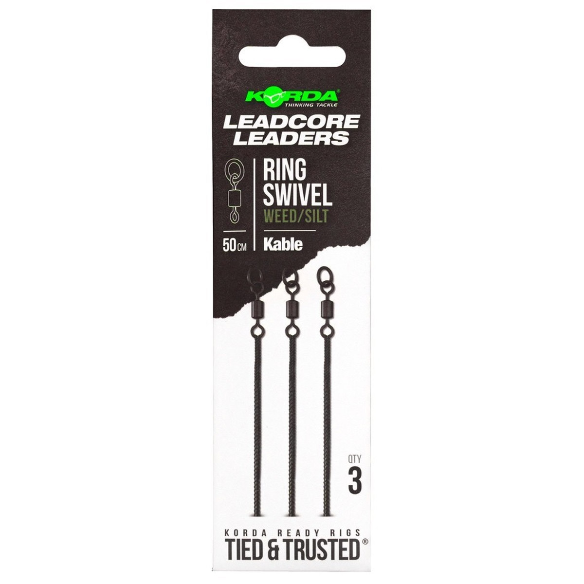 Korda Kable Leadcore Tetes de ligne-arrachées Swivel 50 cm