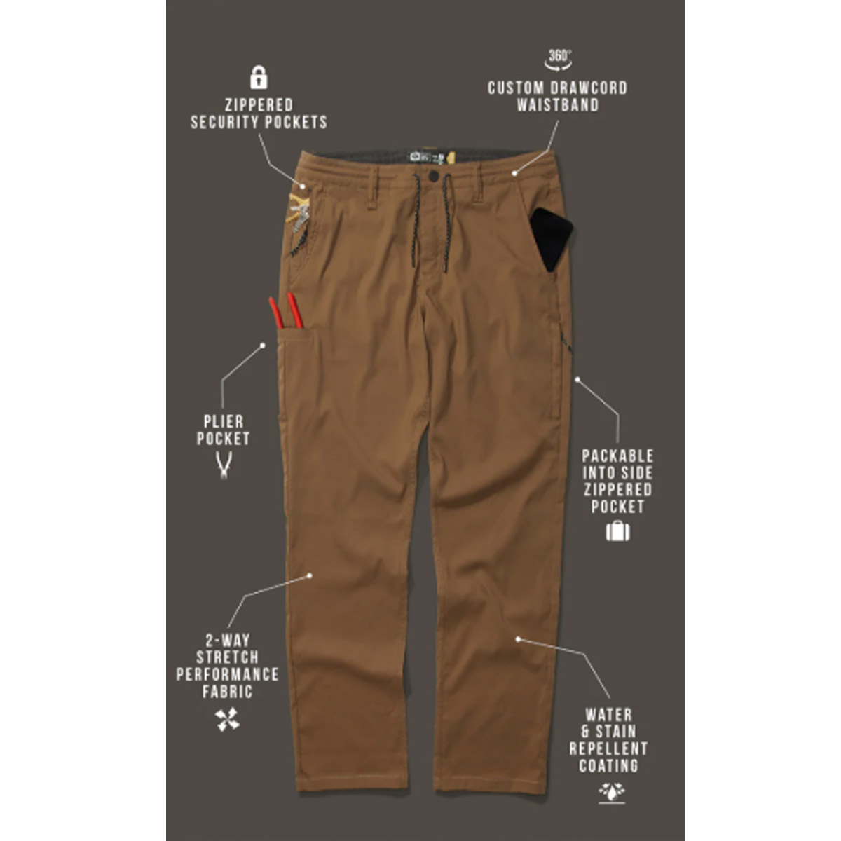 Salty Crew Midway Tech Pant - Earth