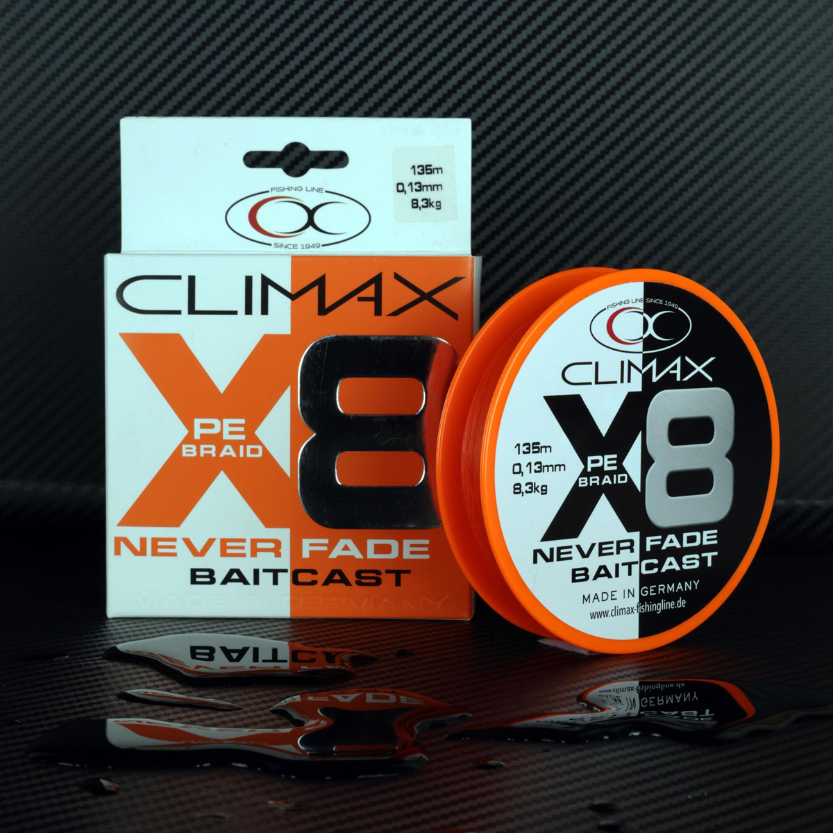 Climax X8 Never Fade Baitcast PE Braid - Orange