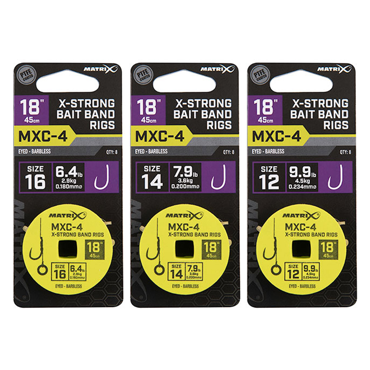 Matrix MXC-4 18" X-Strong Bait Band Rigs