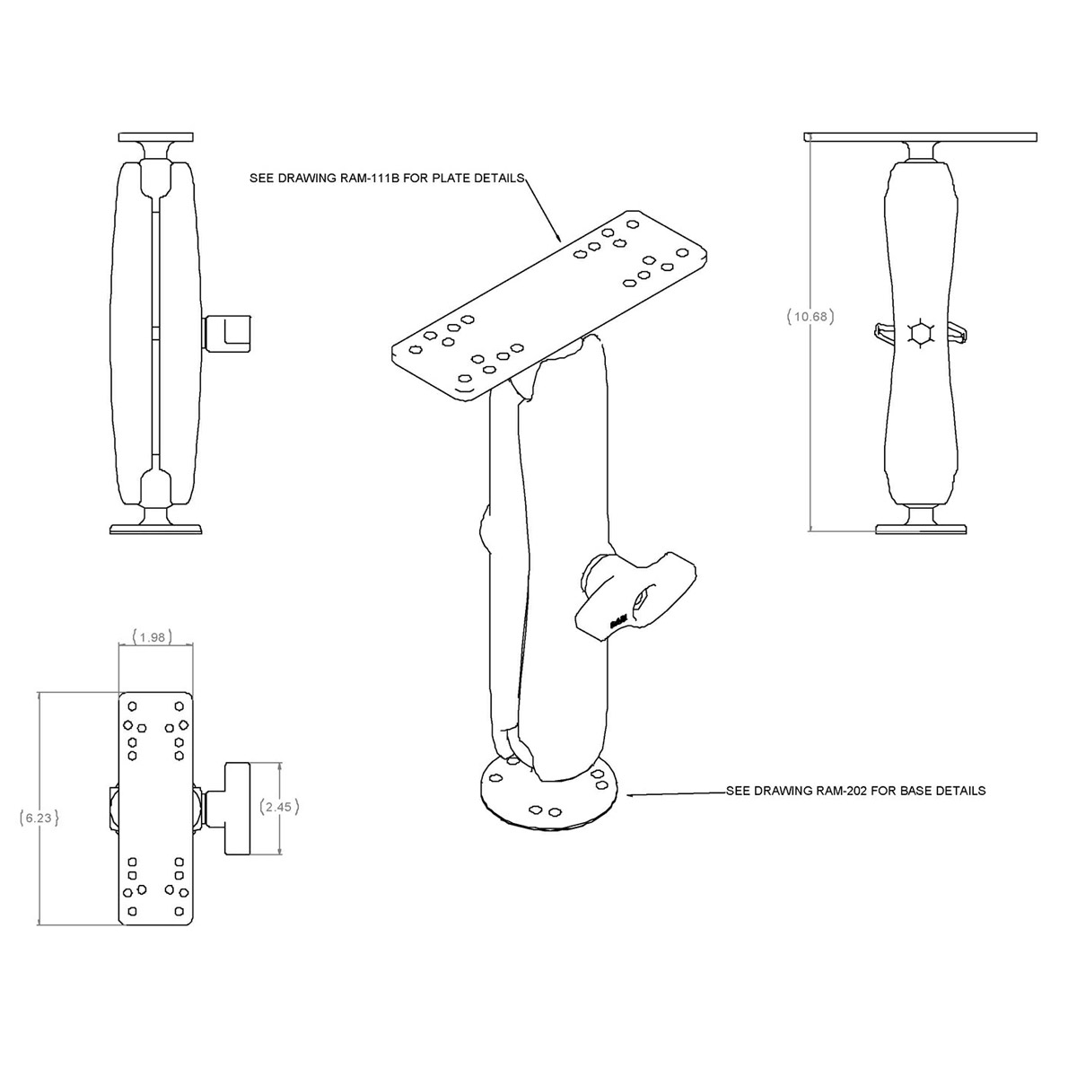 RAM Mount W/ 1.5" Balls & D Length Arms