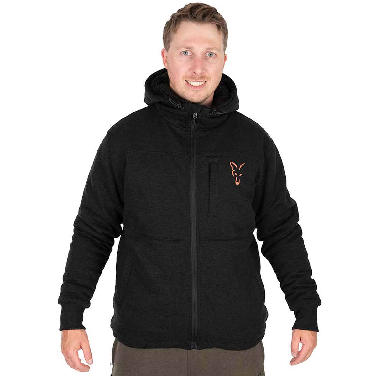 Fox Collection Sherpa Jacket Black & Orange