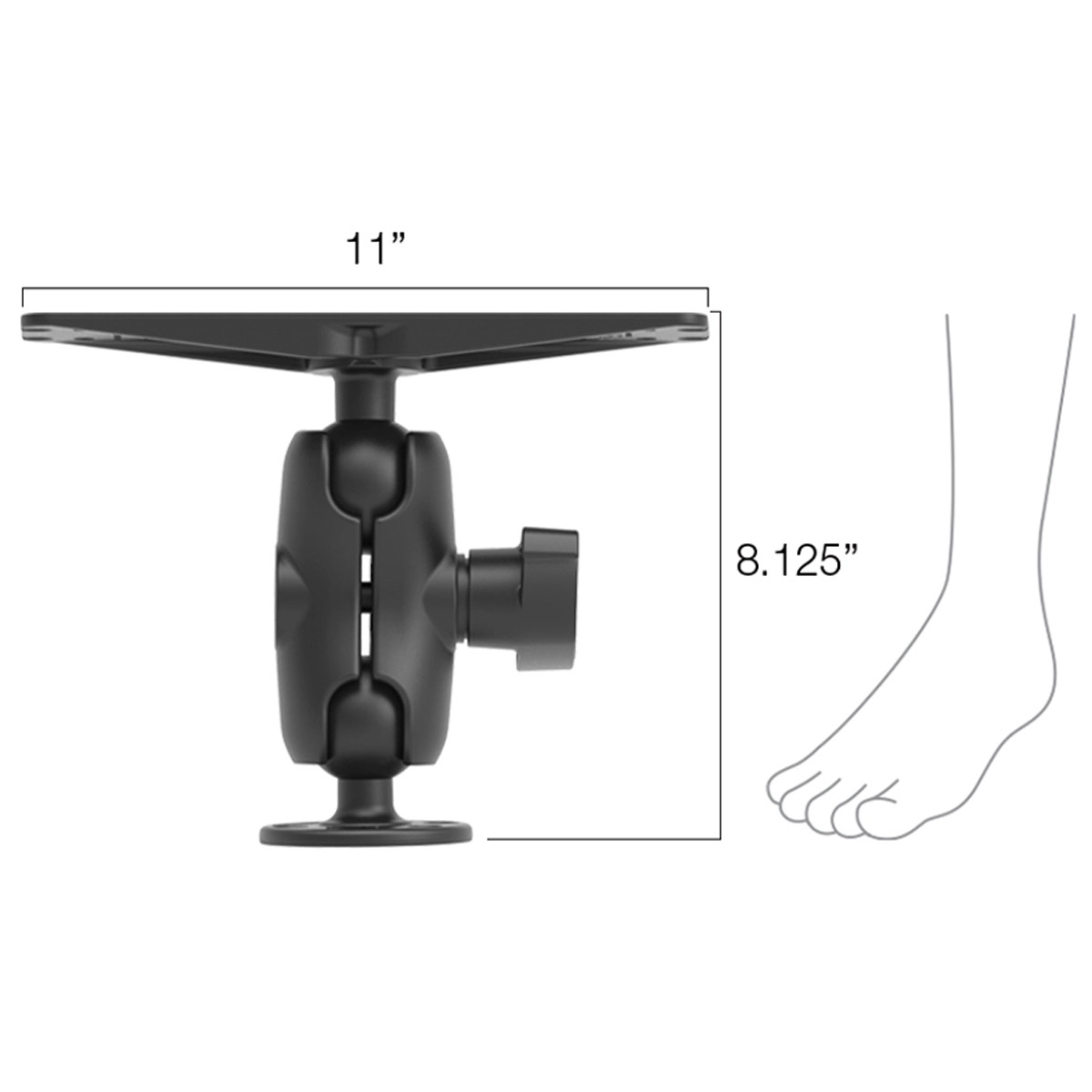 RAM MOUNT W/ 3" X 11" BASE SHORT ARM
