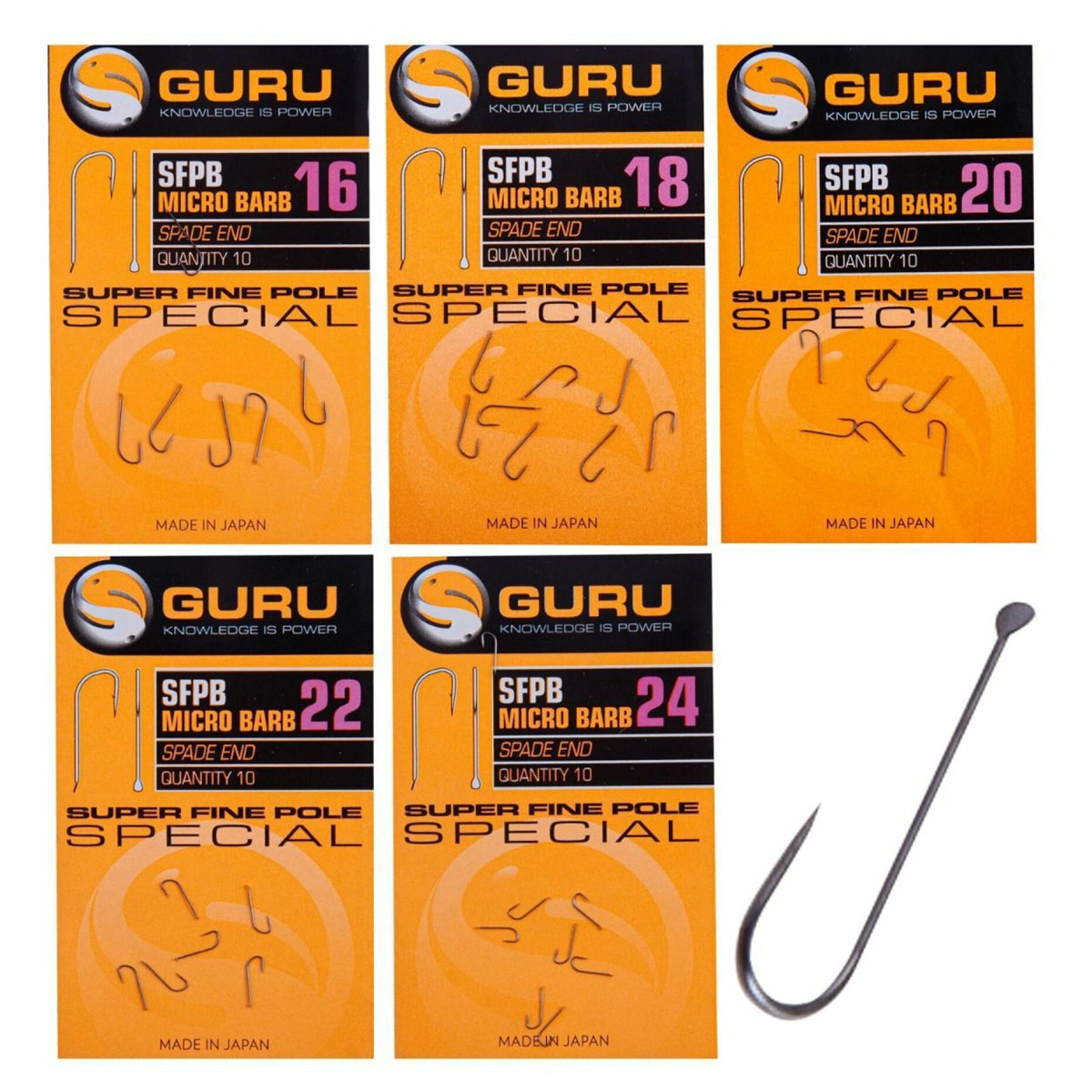 Hameçons Guru Super Fine Pole - Extrémité en forme de pelle