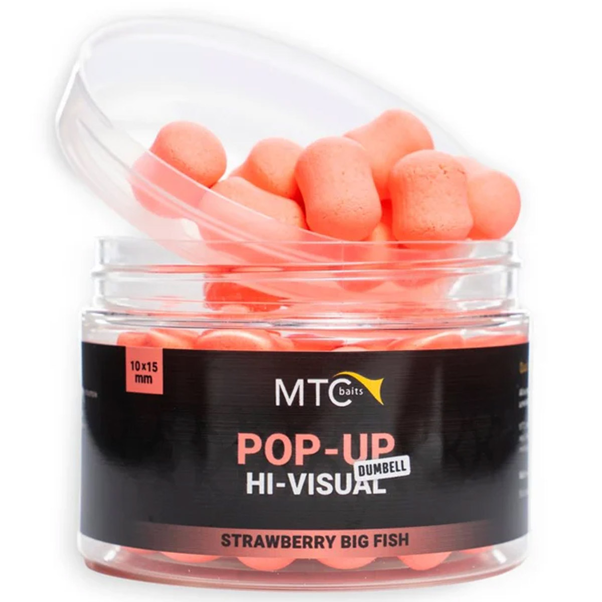 MTC Baits Dumbell Pop-Up Hi-Visual Strawberry Big Fish 10 x 15 MM