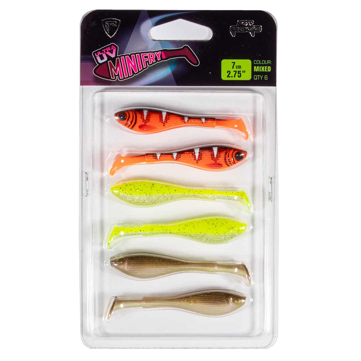 Fox Rage Fox Rage UV Micro Mini Fry 7cm Mixed Colour PackMicro Tiddler Fast 5cm Mixed Colour Pack