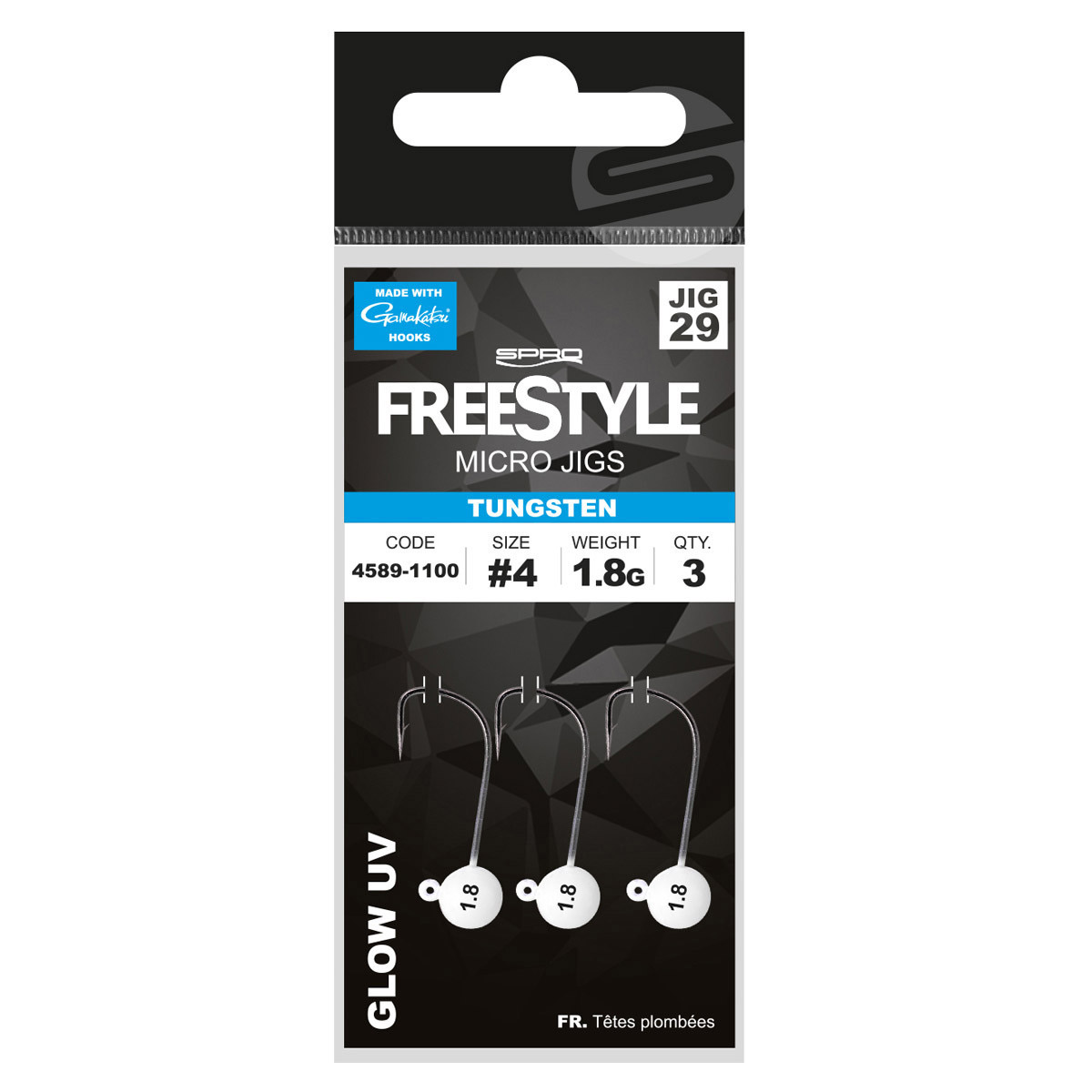 Spro Freestyle Tungsten Micro Jig Glow Maat 1/0