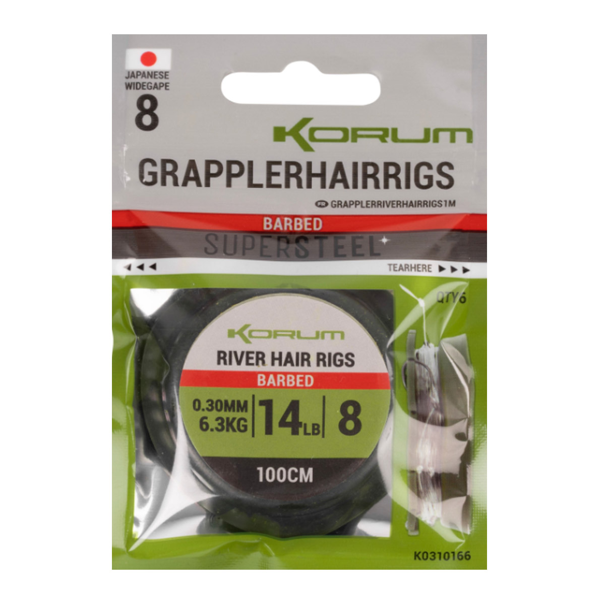 Korum Supersteel Grappler Hair Rigs Barbed 1 Meter