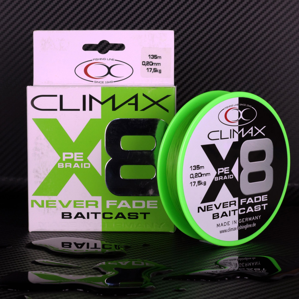 Climax X8 Never Fade Baitcast PE Braid - Chartreuse