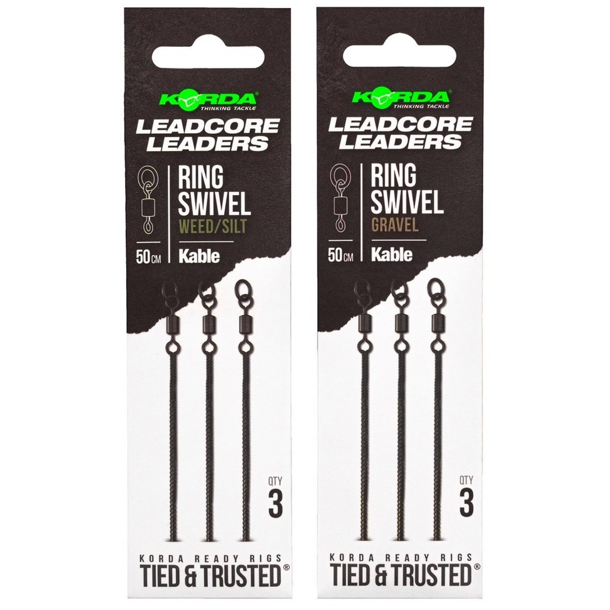 Korda Kable Leadcore Tetes de ligne-arrachées Swivel 50 cm